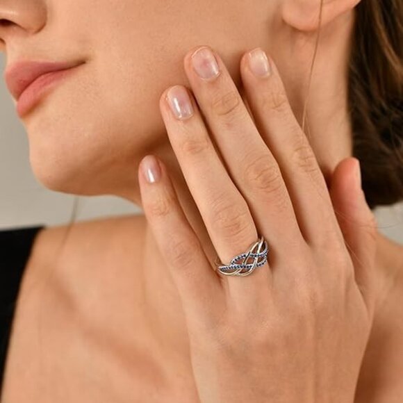 YL Celtic Knot Twisted Knot Ring Birthstone Infinity Rings - Sapphire - Sep - Picture 2 of 6